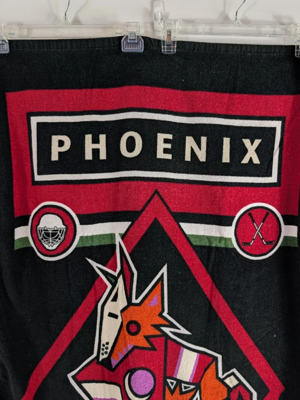 Vintage 90s Phoenix Coyotes KACHINA Logo Beach Towel NHL